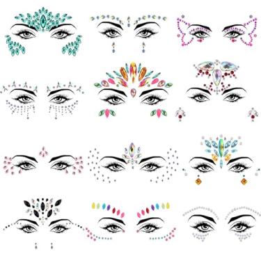 Imagem de TGANNYOCR 12 Conjuntos De Strass Rosto Sereia Autoadesivos, Joias Corporais, Adesivos Cristal Para Decoração Festas Rave, Carnaval