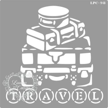 Imagem de Stencil Malas Travel - 16x16cm - Ref. 98 - stencil loucasporcaixas