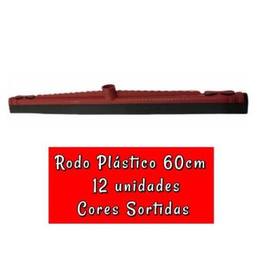 Imagem de Rodo plástico de 60cm sem cabo - Kit com 12 unidades (cores sortidas) 