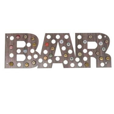 Imagem de Quadro Decorativo Porta Tampinhas Mdf Madeira Vertical 20x60 Bar  - D'Rossi