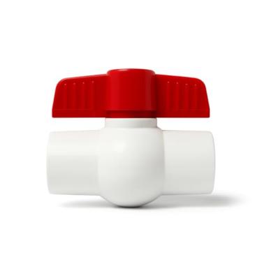 Imagem de 2 peças - soquete de válvula de esfera de PVC de 1,9 cm para desligamento de água - Válvula esférica de PVC de 1,9 cm com alça em T vermelha - sistemas de irrigação e irrigação - abastecimento de água