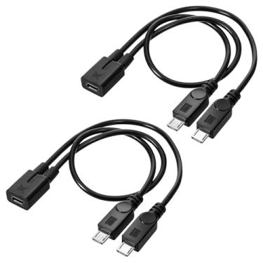 Imagem de Zyghjort Pacote com 2 Divisores Micro USB Micro USB 1 a 2 Divisores USB Fêmea para Micros Duplos Macho Cabos OTG Cabo de Carregamento Adaptador de Carregamento Compatível com Fire-Stick Phone Tablet
