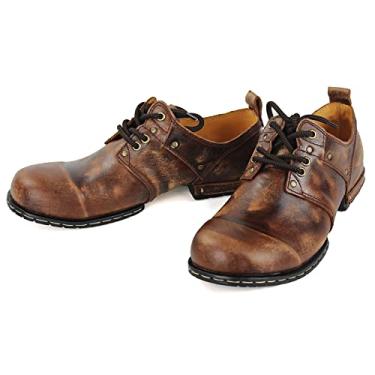 Imagem de OSSTONE Botas de Moto para Homens Moda Cadarço Couro Chukka Botas Casuais Sapatos OS-6015-1-VERMELHO-MARROWN-R, Marrom retrô, 12