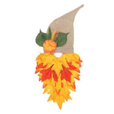 Imagem de AUNMAS Guirlanda de Folhas de Outono para Porta Gnome, Guirlanda Artesanal, Decoração de Outono Com Flores Falsas Coloridas, Mini Bolas para Varanda, Jardim, Porta Frontal