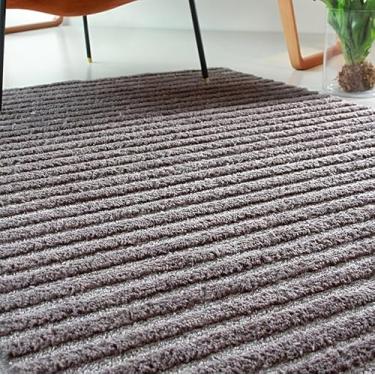 Imagem de Tapete Sala, Quarto, Escritório 3D Pelo em Shagy Alto Relevo, Antiderrapante Base Emborrada Jazz (Listra Cinza, 2,00m x 1,50m)