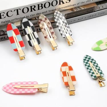 Imagem de 9 peças de grampos de cabelo sem vincos, quadriculado sem dobra, clipes coloridos sem costura de bico de pato para maquiagem e acessórios de penteado para mulheres