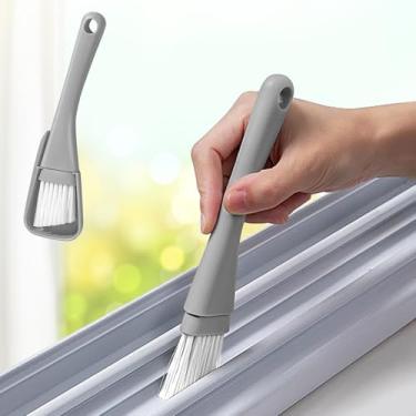 Imagem de Escova de limpeza de lacunas com raspador, ferramenta de limpeza multiângulo, cozinha, janela, trilha, teclado, pia, canto para uso (cinza)