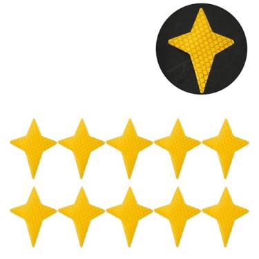 Imagem de Generic Adesivo refletivo de para-choque amarelo com quatro pontas estrela losango grade refletiva para carro decoração personalizada corpo do veículo ou porta ou janela