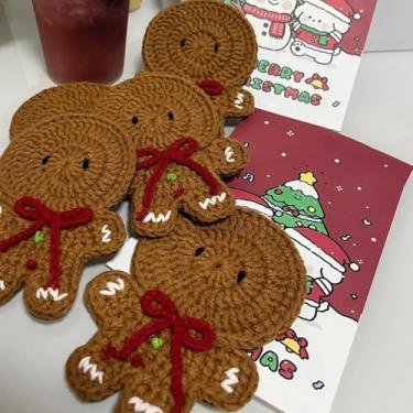 Imagem de Tomkids Porta-copos de crochê feitos à mão para Halloween e Natal – Conjunto de 2 – Abóbora, Árvore de Natal, Papai Noel, Pão de Gengibre – Laváveis, Aconchegantes e Festivos Decoração e Presentes de