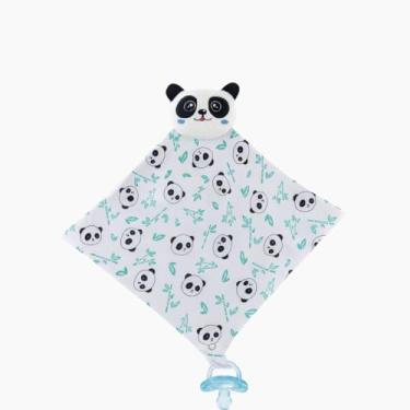Imagem de Naninha Para Bebê Paninho Bichinho com Prendedor de Chupeta (Panda Azul)