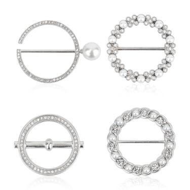 Imagem de 4 peças de clipes de anel de cachecol, camiseta de metal, clipe de amarrar na cintura, clipe de cintura para roupas, vestido, sarongue, camiseta, cardigã e cintos de xaile