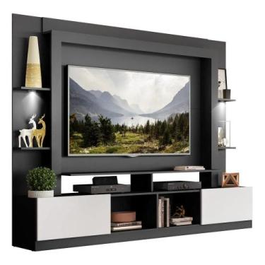 Imagem de Estante 65" Com Leds Berlim MultimóveisV3392 Preta/Branca - MULTIMOVEI