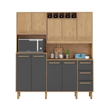 Imagem de Armário De Cozinha Letícia 1,77 Mt 9 Portas Am Am Grafite - MILANI MOV