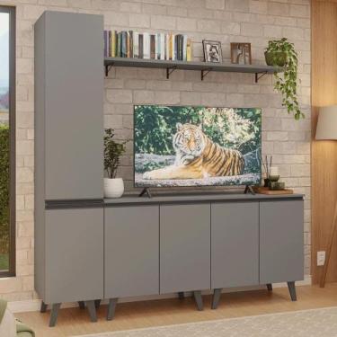 Imagem de Rack Para Tv Até 70 Polegadas + Prateleira 200cm Nice Madesa 02 Cinza