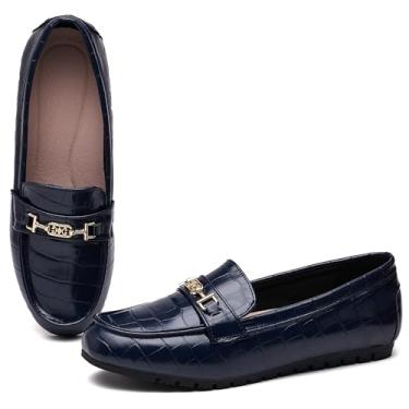 Imagem de Mocassim feminino casual na sapatilha elegante e confortável, Pedra azul, 11 Wide