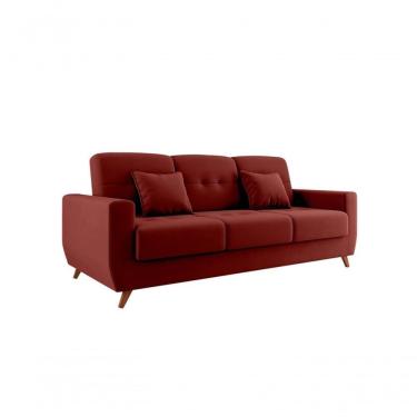 Imagem de Sofá Cama Casal Reclinável Com Baú Pamela - Veludo Vinho