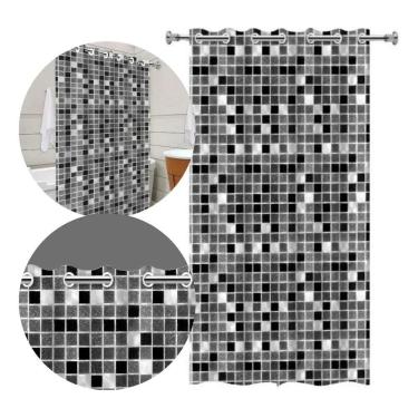 Imagem de 2X Cortina Box Banheiro Impermeável Antimofo Tipo Pastilha F