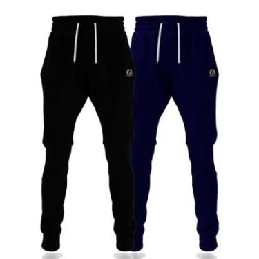 Imagem de Kit Calça de Moletom Casual Slim Fit Jogger Flanelada Básica-Masculino
