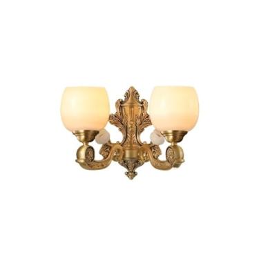 Imagem de Aplique de parede Luminária de cabeceira decorativa jade e cobre para quarto, sala estar, plano fundo TV, luminária parede