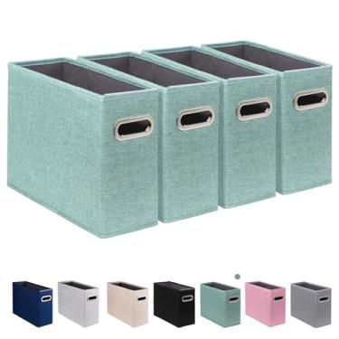 Imagem de ComfortKeeper Pacote com 4 caixas de armazenamento de arquivos tamanho carta dobrável, organizador de pastas de arquivos de tecido, suporte portátil de documentos de escritório com alça de metal