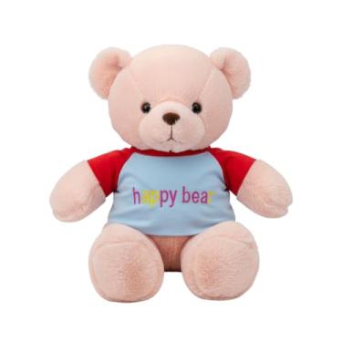 Imagem de Urso de Pelúcia Happy Bear 50 cm com Camiseta Colorida – Pelúcia Macia, Antialérgica e Lavável (SALMÃO)