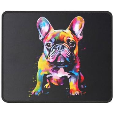 Imagem de Pawpy Mate Mouse pad colorido vibrante buldogue francês, mouse pad pop art, base de borracha antiderrapante, presente para amantes de cães e acessório de mesa