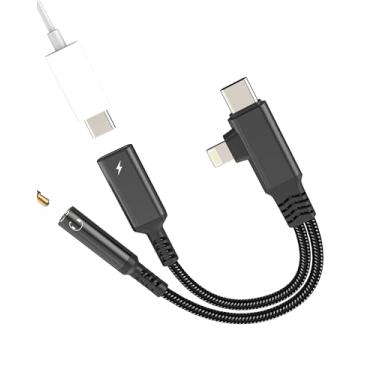 Imagem de Adaptador USB C Lightning para áudio de 3,5 mm para Apple para iPhone 17 16 15 14 13 Pro Max (2 em 1) tipo C carregador divisor de fone de ouvido cabo conector auxiliar porta dongle compatível com