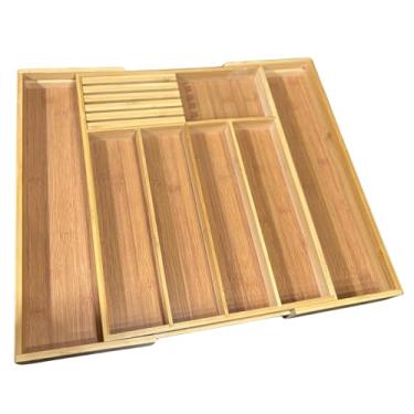 Imagem de Porta Talheres Retrátil em Bambu e MDF com 7 Divisórias e Porta Facas