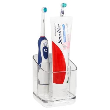 Imagem de Linkidea Suporte elétrico de escova de dentes para banheiro, organizador de plástico para pasta de dente, suporte de parede de 3 compartimentos compatível com Oral-B série iO, Philips Sonicare