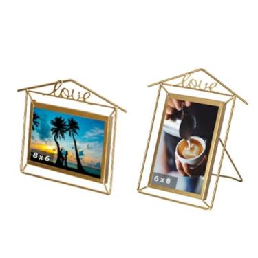 Imagem de Fabulaxe Conjunto de 2 molduras flutuantes grandes de metal dourado, uma moldura horizontal de 23 x 30 cm para fotos de 15 x 20 cm e uma moldura vertical de 28 x 20 cm para fotos de 20 x 15 cm com