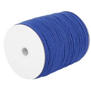 Imagem de CAQUBO Cordão de macramê trançado 8 mm x 65 jardas, cor azul, cordão de algodão natural não branqueado, corda para artesanato, corda grossa em forma de caixa, suprimentos de macramê natural para