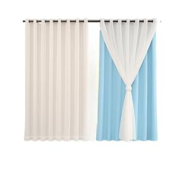 Imagem de Cortina 3,00 x 2,50 c/VOIL Branco - Decoração Quarto, Sala, Escritório, Janela(AZUL BEBE)