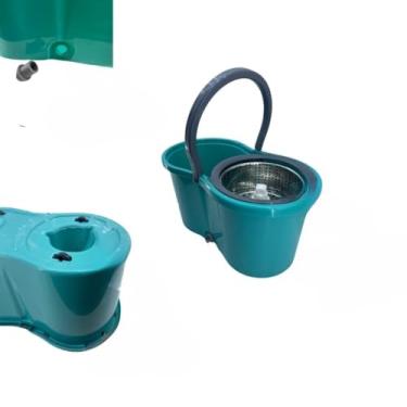 Imagem de Mop com Centrífuga e Cabo de Aço Inox - Balde com Rodas e Dreno, Inclui 2 Refis de Microfibra Laváveis (9 litros)
