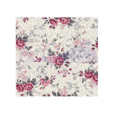 Imagem de Tecido Tricoline Floral Fernanda - Fundo Cinza - 50 x 150 cm - Tecidos