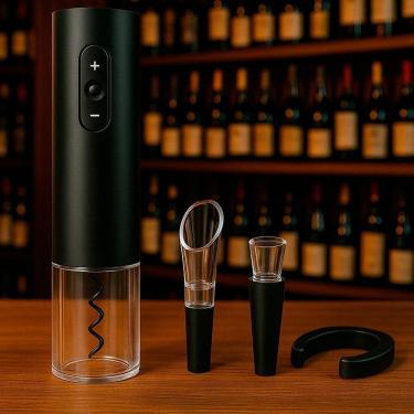 Imagem de Abridor De Vinho Preto Luxo Perfeito Para Adega