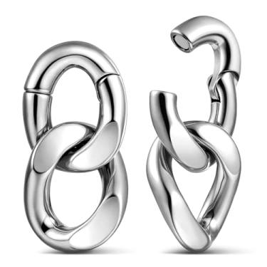 Imagem de LADEMAYH Pesos de orelha de corrente punk para orelhas esticadas de 2 g, 00 g, 00 g, ganchos de orelha de 6 mm, medidores hipoalergênicos de aço inoxidável 316L, joias corporais para mulheres e homens