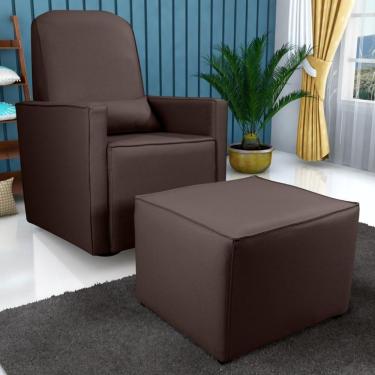 Imagem de Poltrona Para Amamentação Com Puff León Sintetico Marrom