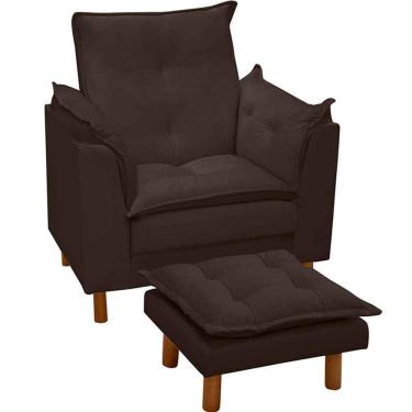 Imagem de Poltrona De Amamentação Com Puff Veludo Marrom - Casa Chick