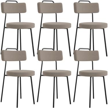 Imagem de Kit 06 Cadeiras Decorativas Estofada Para Sala De Jantar Barcelona L02 Bouclê Bege - Lyam Decor