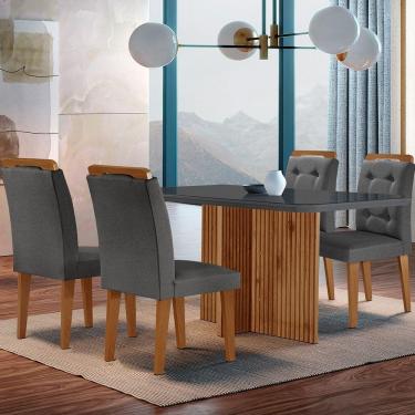 Imagem de Mesa Olimpia 120cm Mdf Vidro Canto Copo Com 4 Cadeiras Carol