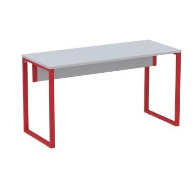 Imagem de Mesa Escritório P25 Tub Pandin 120 Cm (larg) Tampo Mdp Cinza Pé Aço Tubular Vermelho