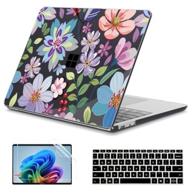 Imagem de Teryeefi Capa para laptop Microsoft Surface Copilot+ PC 2025 modelo 2095 de 13 polegadas, capa rígida protetora floral com protetor de tela, flor fofa