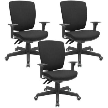 Imagem de Kit 03 Cadeiras De Escritório Diretor Office Giratória Preto Alta Flex