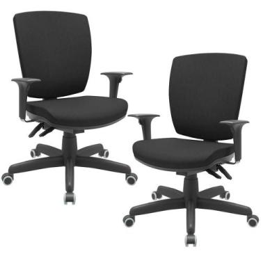 Imagem de Kit 02 Cadeiras De Escritório Diretor Office Giratória Preto Alta Flex