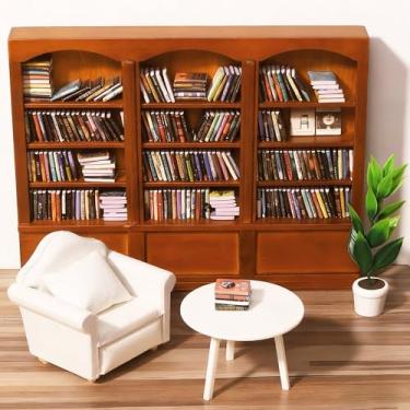 Imagem de DIYDEC Mini Bookshelf with 240pcs Mini Books Sofa Desk Plant Miniature Anxiety Bookshelf Ornament Tiny Small Library Decor Shake Away Your Anxiety for Book Lovers Gift Home Room Office