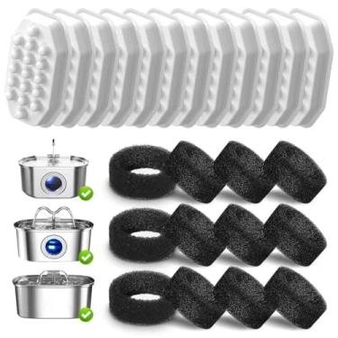 Imagem de 12 filtros de substituição para fonte de água automática para animais de estimação de 3,2 L/3061 g, acessórios de filtro de fonte de gato para água potável limpa