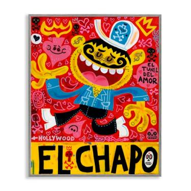 Imagem de Stupell Industries El Chapo Arte Giclée Emoldurada Cinza Desenho Caprichoso, design por Jorge R. Gutierrez, 20 x 16