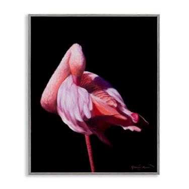 Imagem de Stupell Industries Arte giclée emoldurada branca de flamingo com contraste aviário, design de James Corwin, 35 x 28 cm