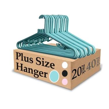 Imagem de Urby Cabides extra largos para roupas plus size, cabides plus size de 48 cm, cabide de plástico durável para economizar espaço para camisas grandes ou GG, 2GG, casacos, etc. Verde pacote com 20