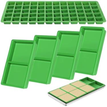 Imagem de 5 moldes de silicone para alimentos, bandejas divisórias de silicone para secador de gelo, composto por 1 bandeja grande de 60 cubos e 4 bandejas pequenas de 2 cubos, acessórios reutilizáveis